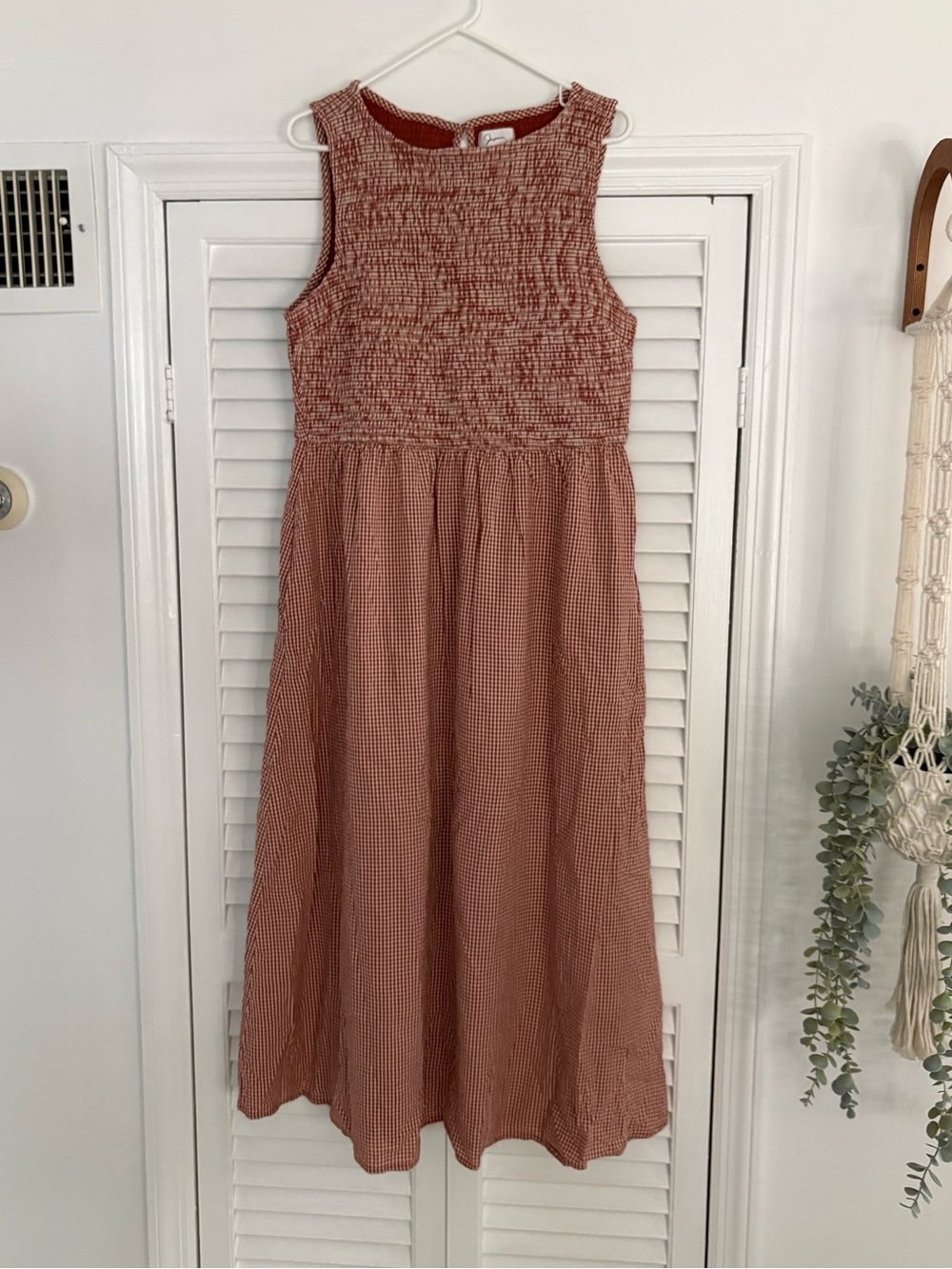 Women’s Gingham Rust Midi Dress